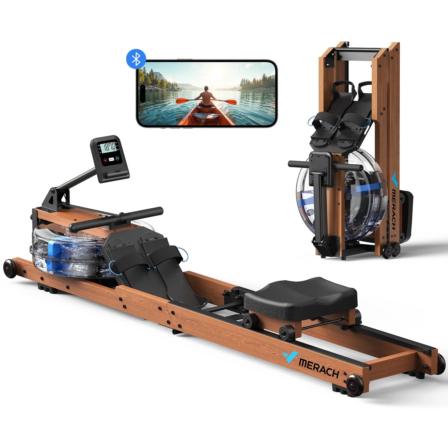 MERACH Foldable Water Rowing Machine for Home Fitness
