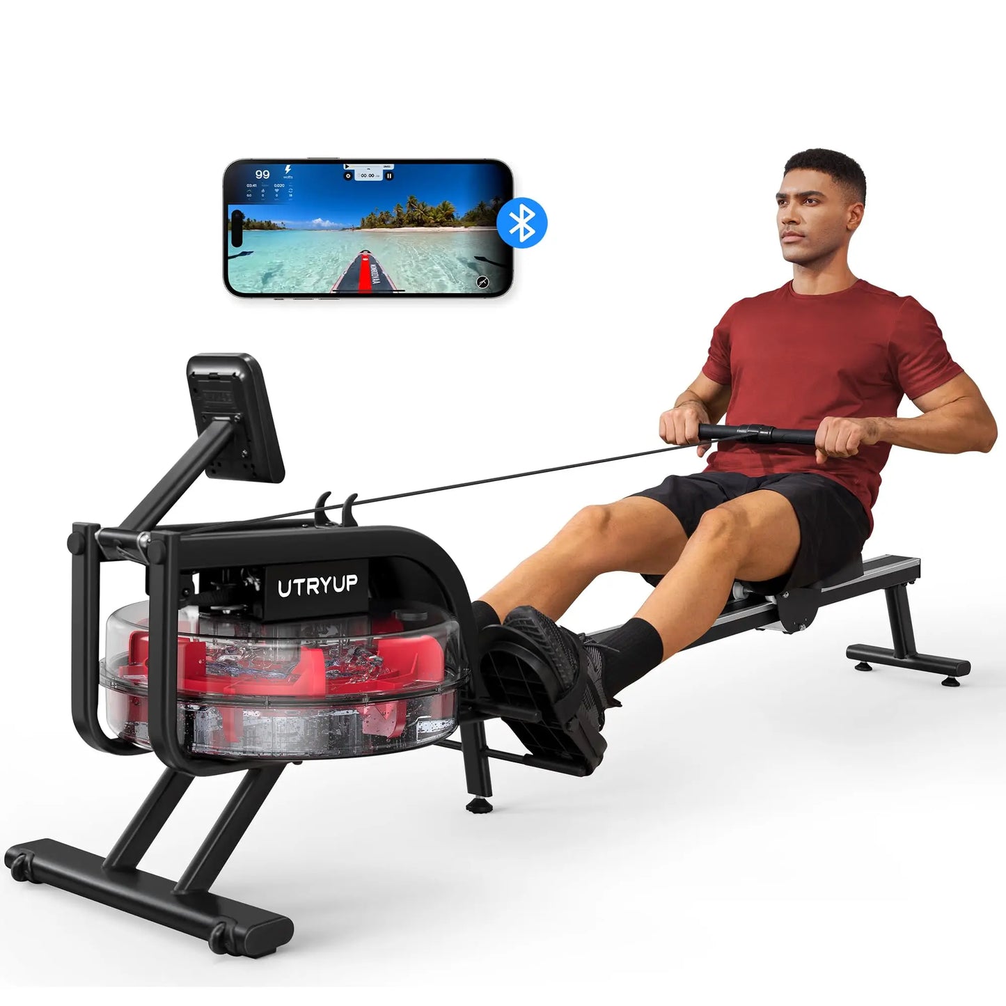 UTRYUP Magnetic Water Rower with 16 Levels of Resistance