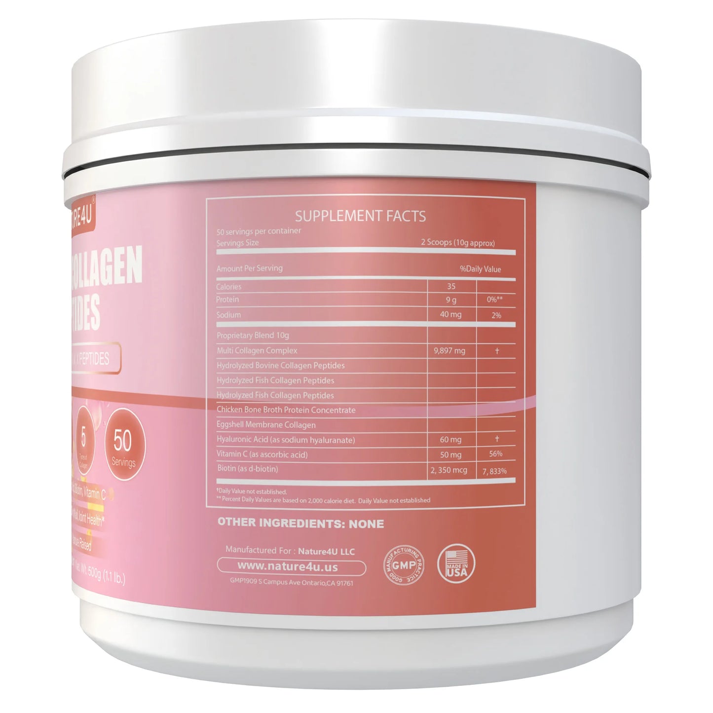 Nature4U Multi Collagen Peptides Powder Biotin Vitamin C