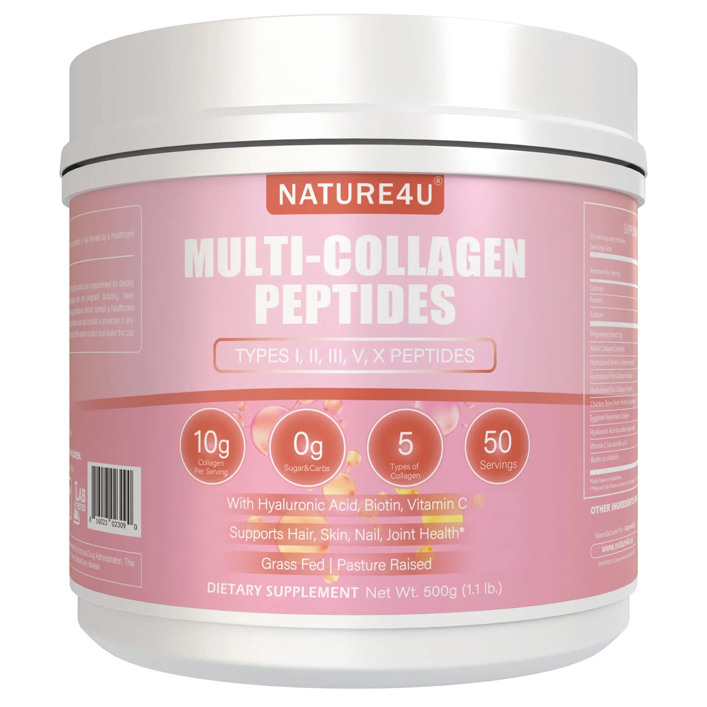Nature4U Multi Collagen Peptides Powder Biotin Vitamin C