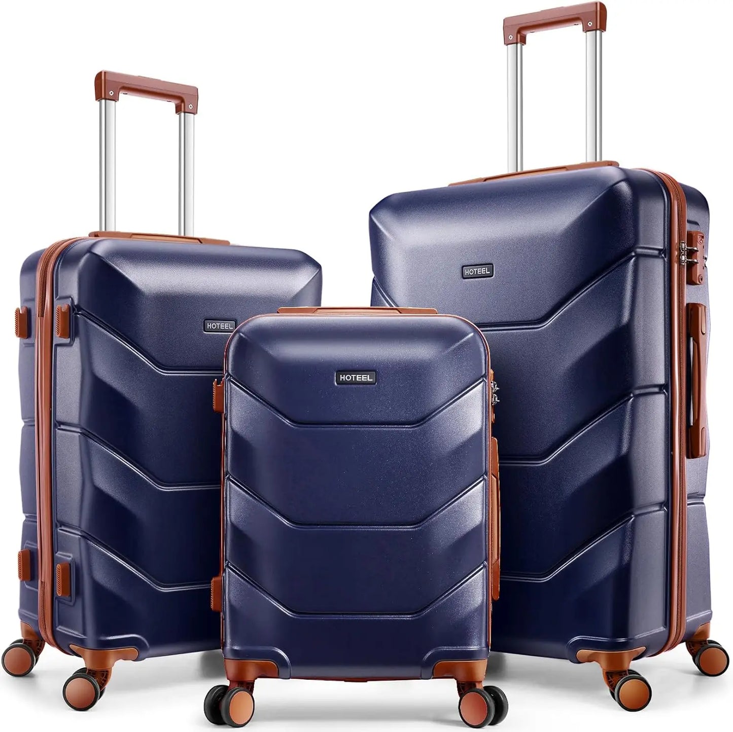 HOTEELCN 3 Piece ABS Luggage Set With Spinner Wheels