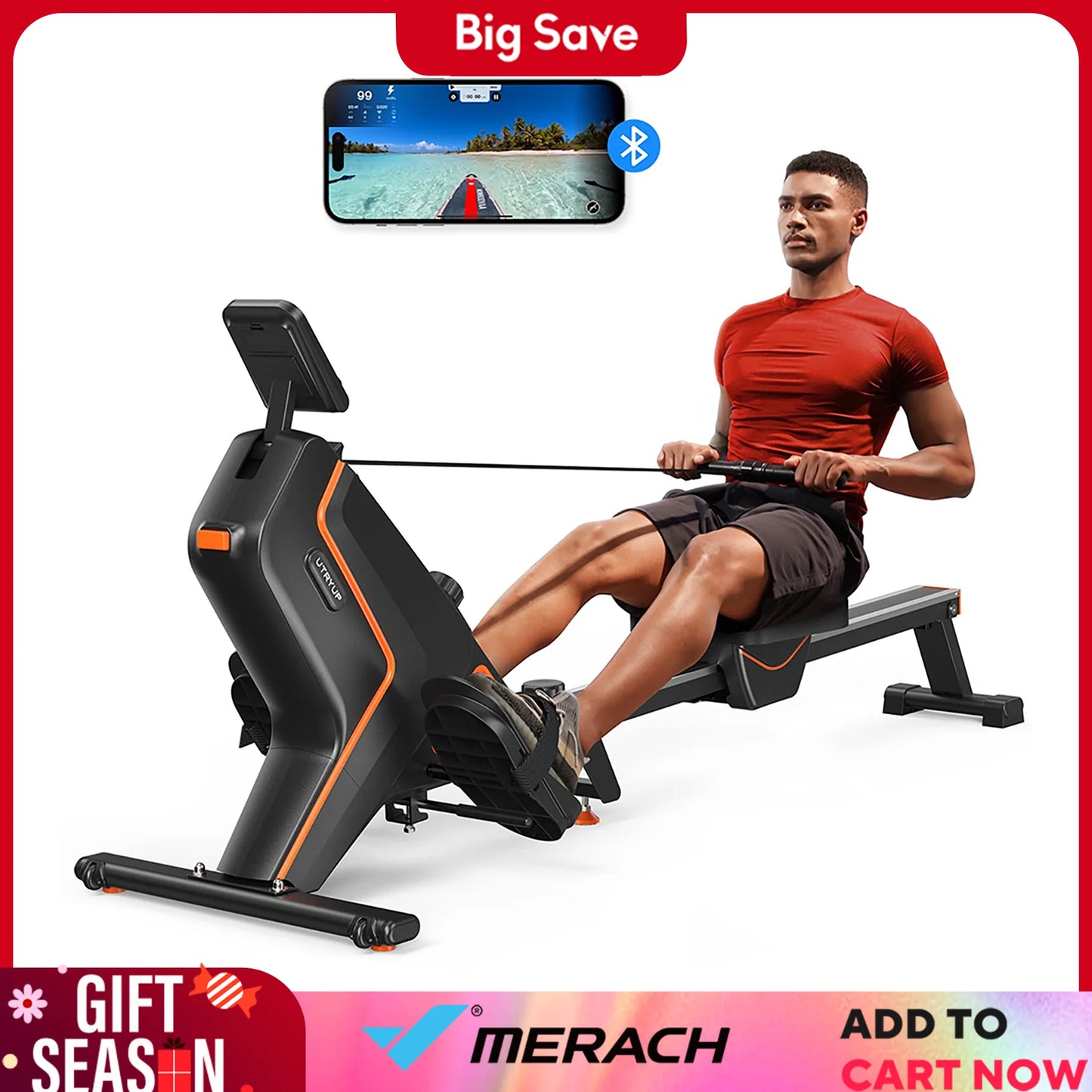 UTRYUP Magnetic Water Rower with 16 Levels of Resistance