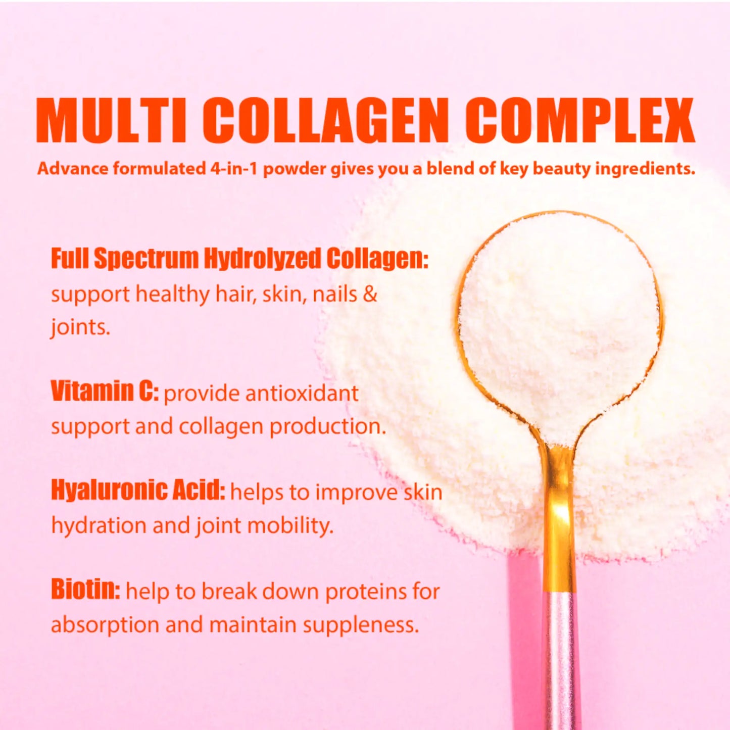 Nature4U Multi Collagen Peptides Powder Biotin Vitamin C