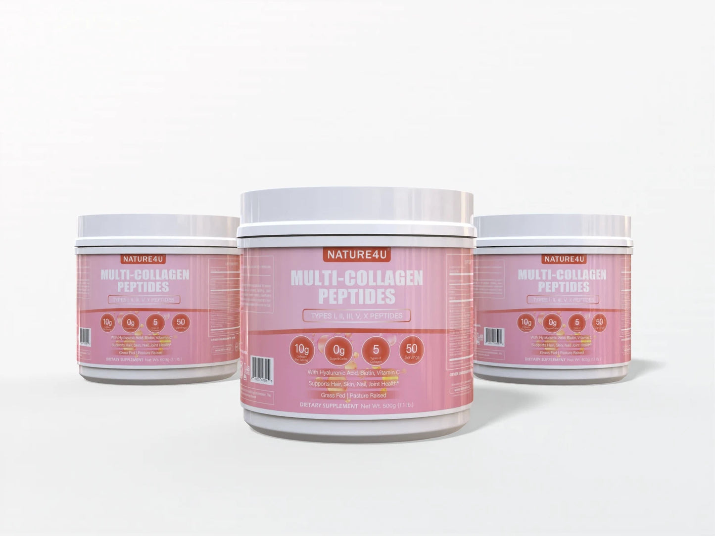 Nature4U Multi Collagen Peptides Powder Biotin Vitamin C