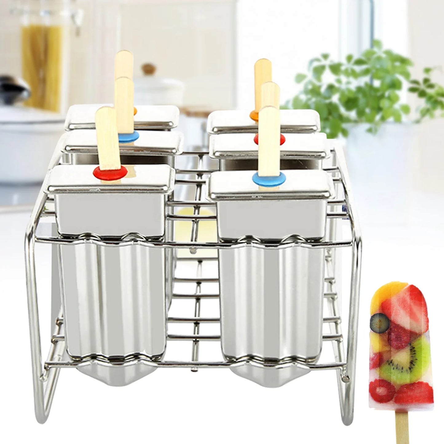 Bymaocar Stainless Steel Ice Cream Mold Set For Popsicles