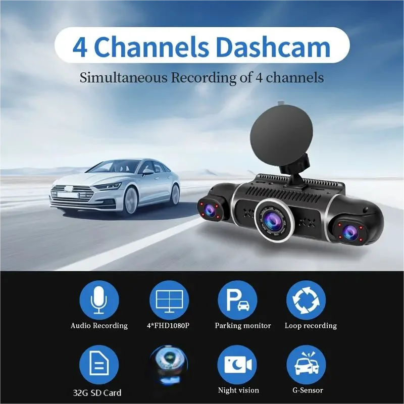 4 Channel Car Camera Recorder with Parking Monitoring System