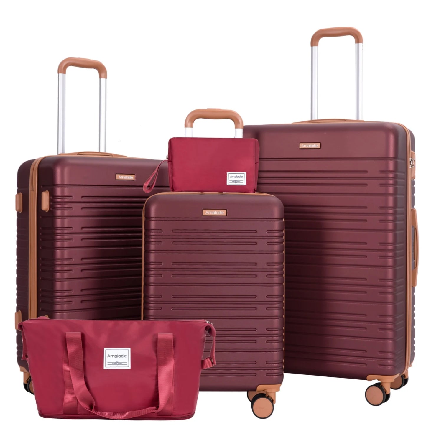 Amalodie 3 Piece Hardside Luggage Set with Spinner Wheels