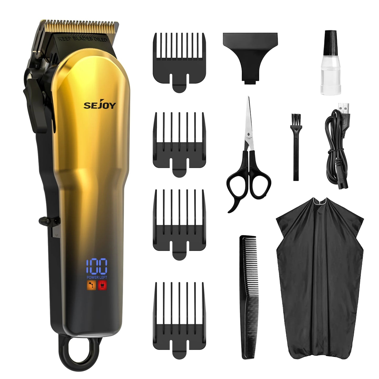 Sejoy Cordless Hair Clipper Kit With LED Display For Men
