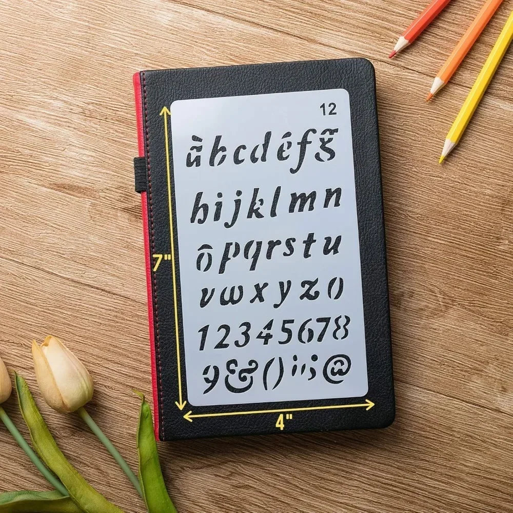 Reusable Journal Stencils Set for Creative Lettering and Design
