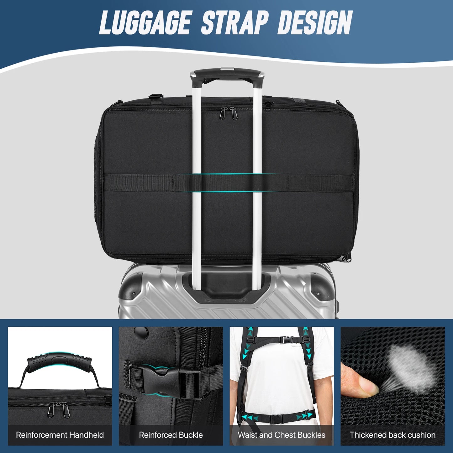 Expandable Men Travel Backpack With Shoe Storage and Laptop Compartment