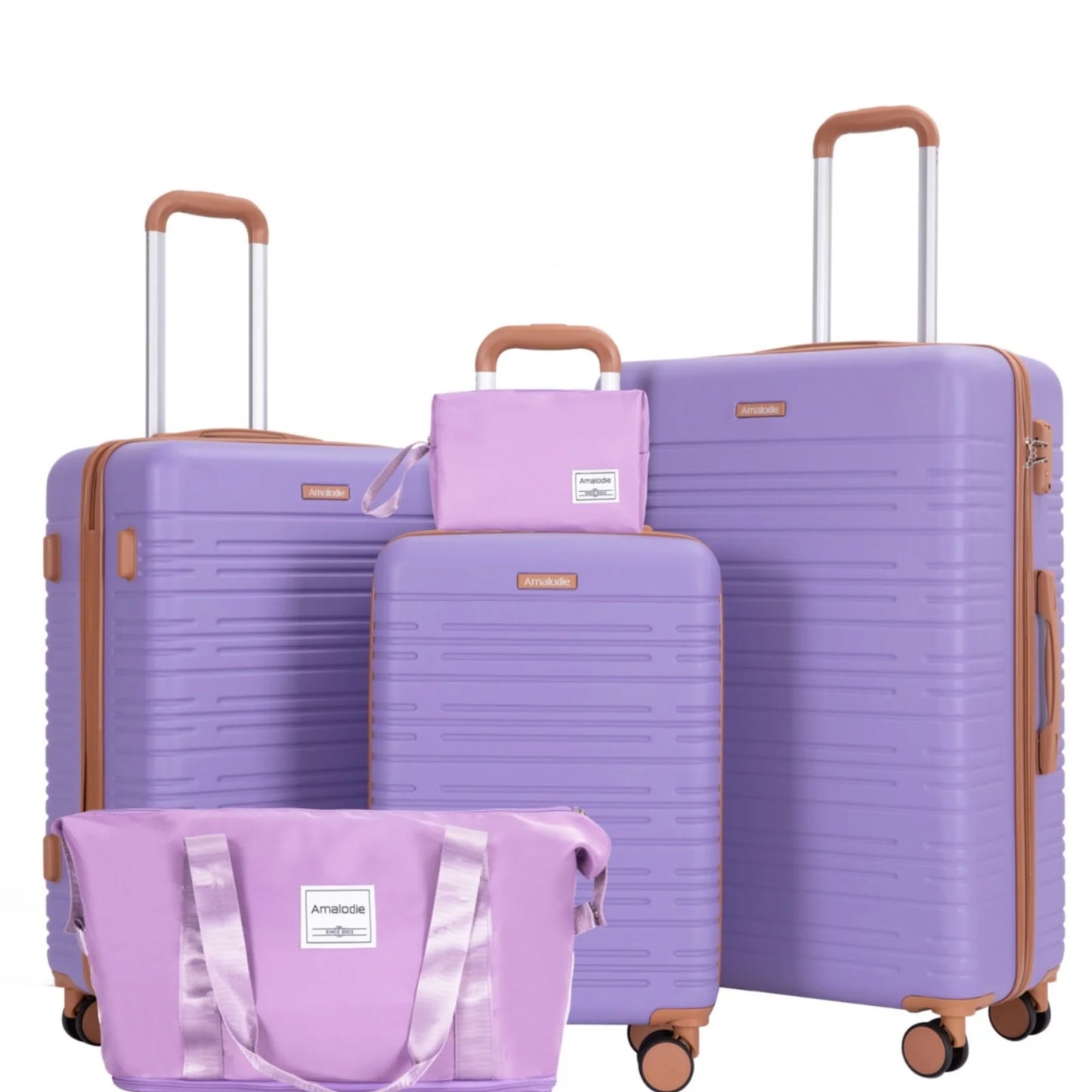 Amalodie 3 Piece Hardside Luggage Set with Spinner Wheels
