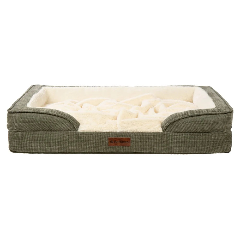 XMSJ Orthopedic Pet Sofa Bed With Removable Plush Cover