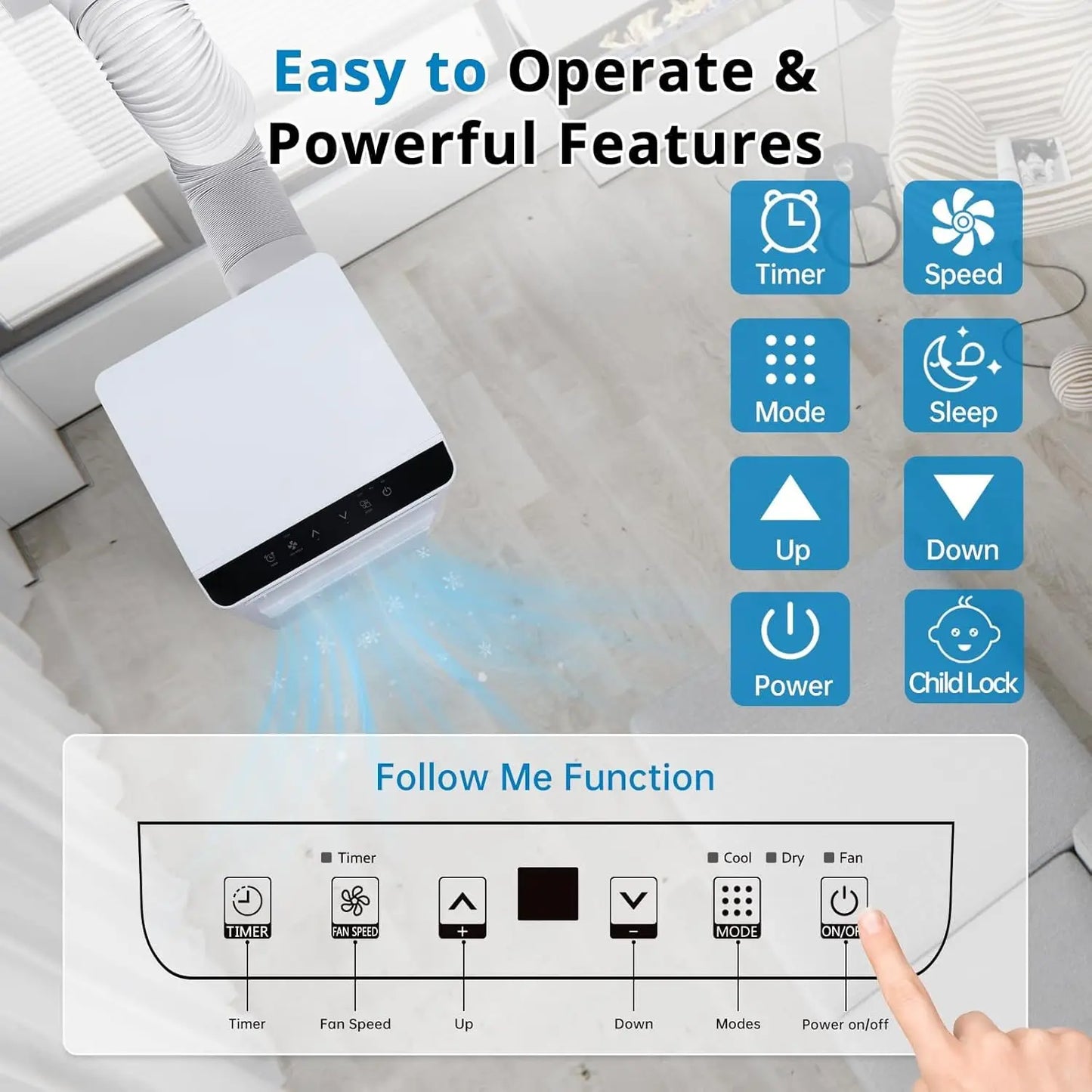 Efficient Portable Air Conditioner with Remote Control and Timer
