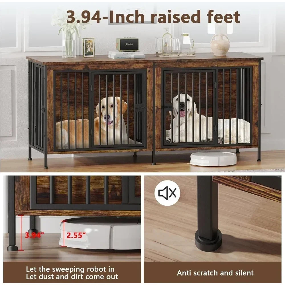 Extra Large Double Dog Crate Furniture for Two Dogs