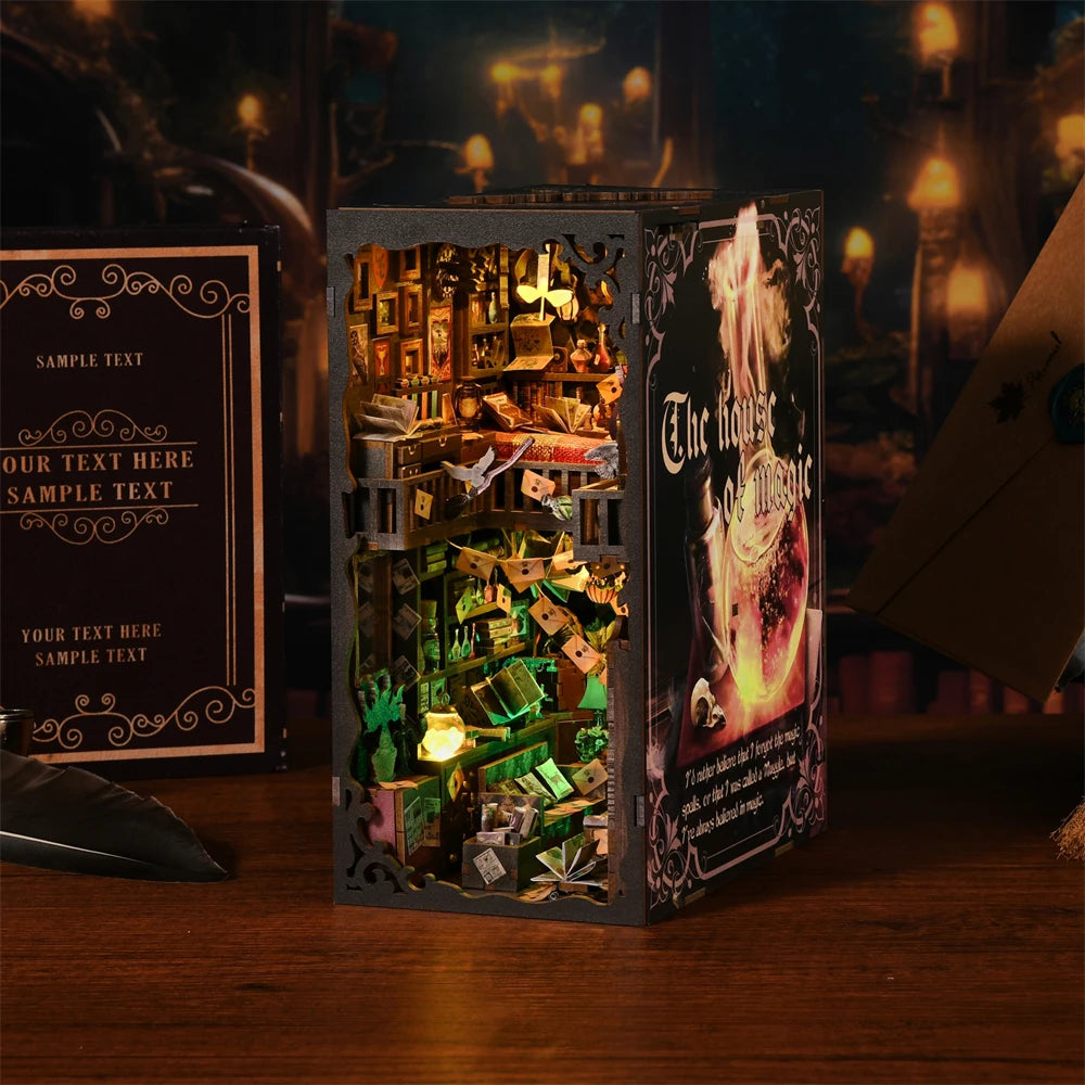 ASLOWSNAIL Book Nook Kit DIY Magic House Wooden Puzzle