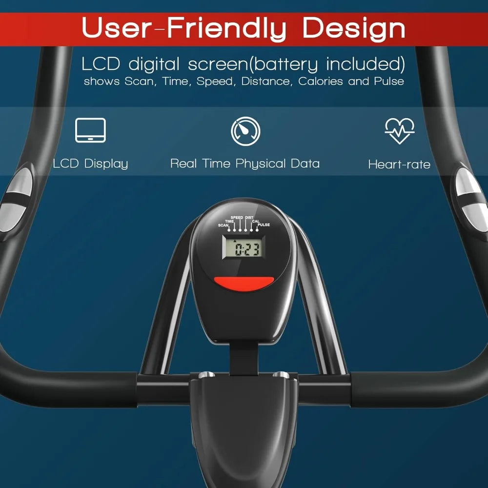 Indoor Stationary Bike with LCD Monitor and Heart Rate Sensor