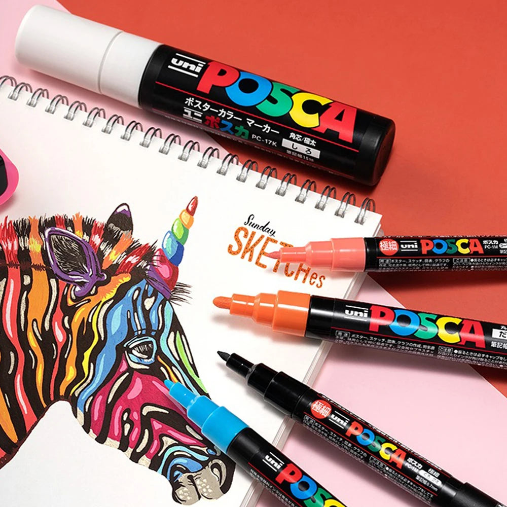 16 Piece POSCA Acrylic Markers Set for Creative Art Projects