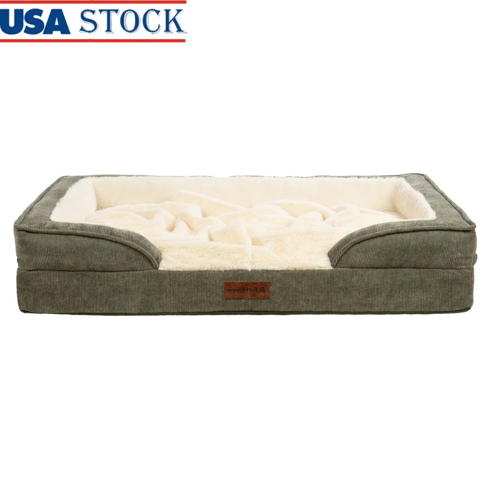 XMSJ Orthopedic Pet Sofa Bed With Removable Plush Cover