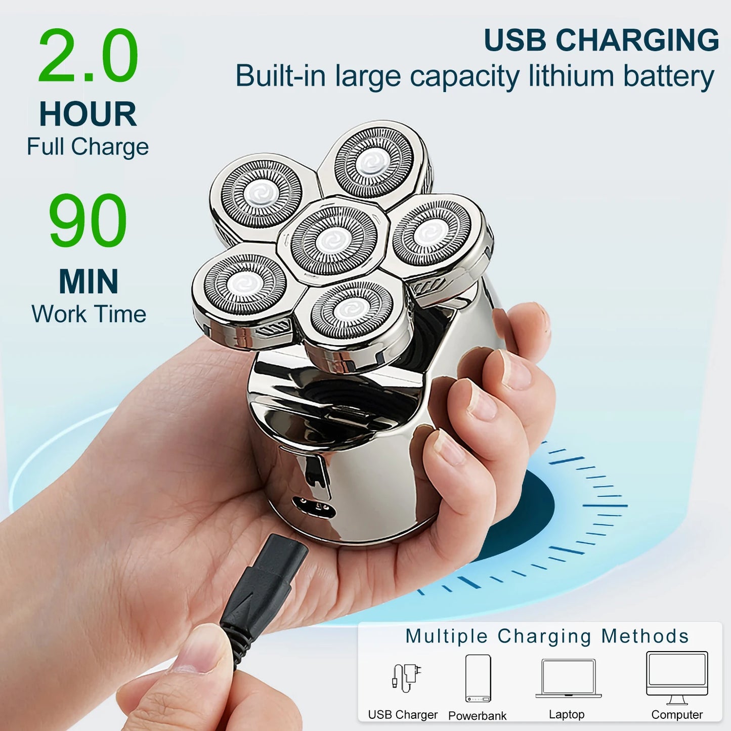 Solimpia 6 In 1 Rechargeable Electric Shaver Waterproof