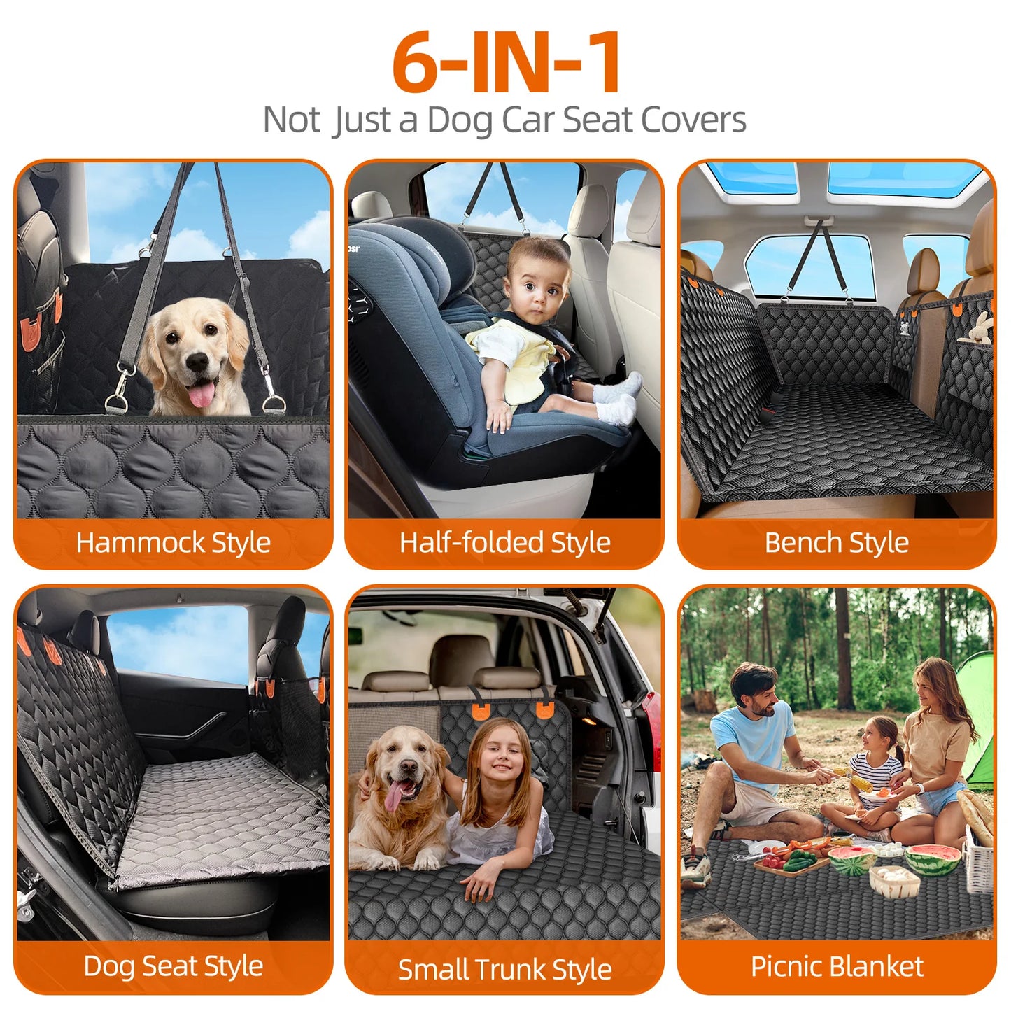 Back Seat Dog Cover Non Slip Waterproof 400Lbs
