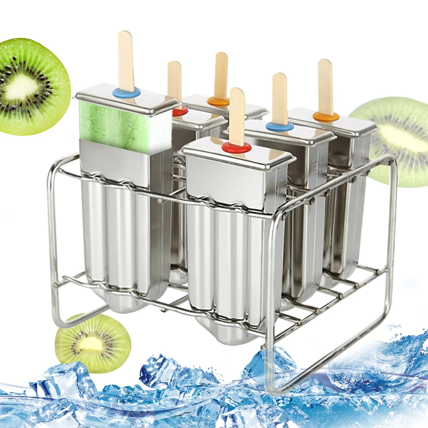 Bymaocar Stainless Steel Ice Cream Mold Set For Popsicles