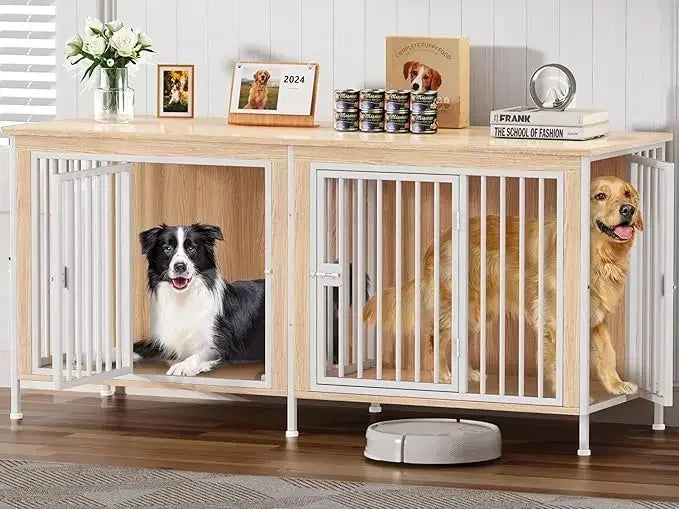 Extra Large Double Dog Crate Furniture for Two Dogs
