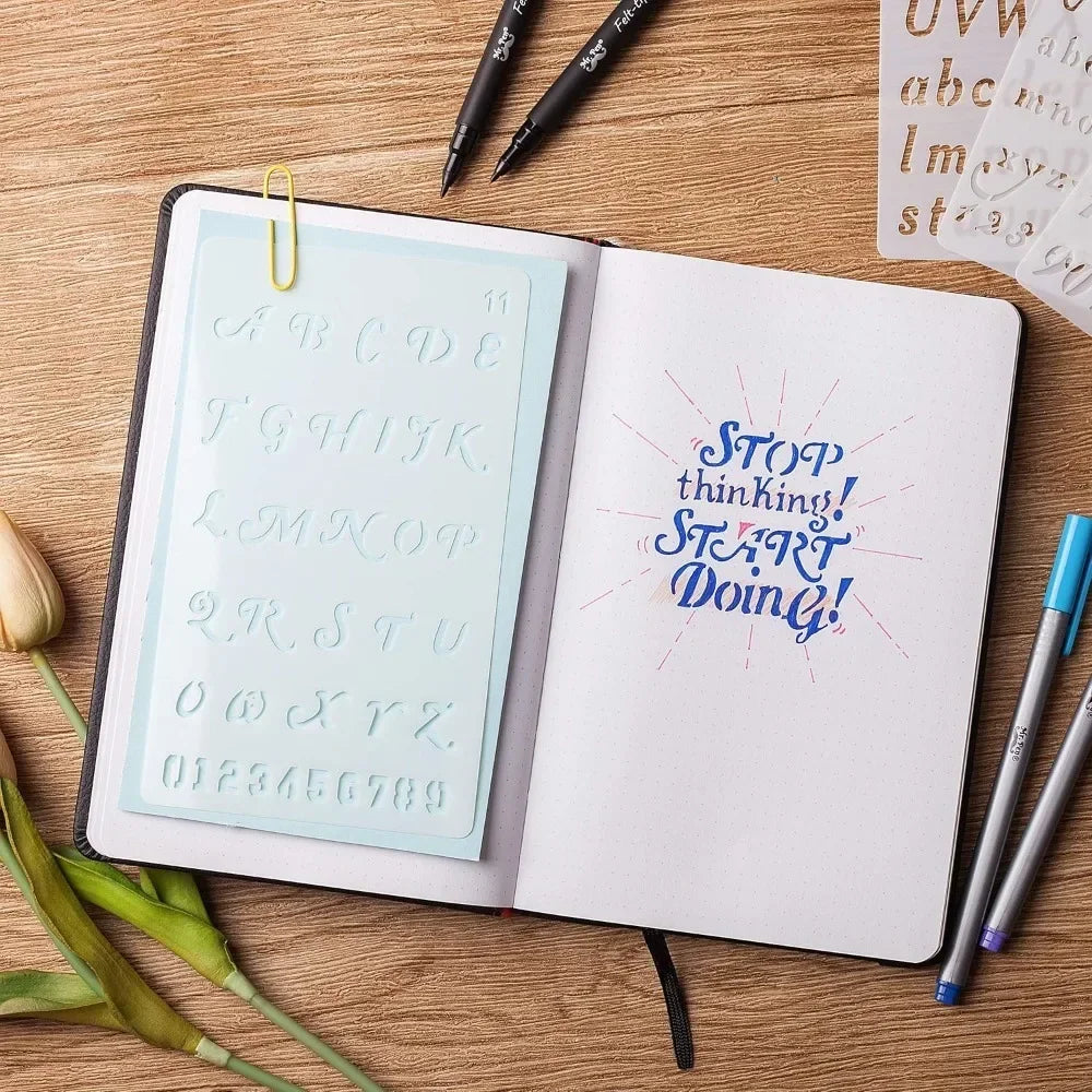 Reusable Journal Stencils Set for Creative Lettering and Design