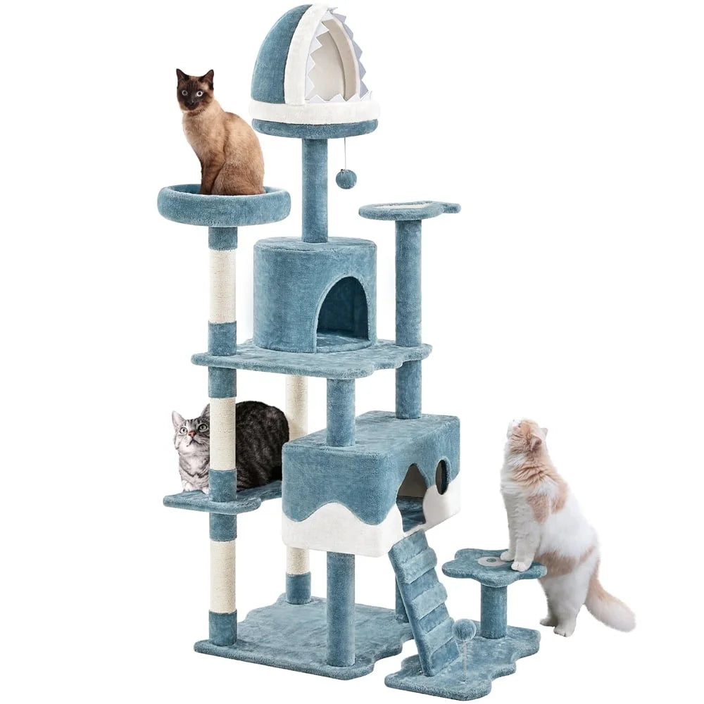 XMSJHign-concerned Ocean Themed Cat Tree Shark Mouth Perch