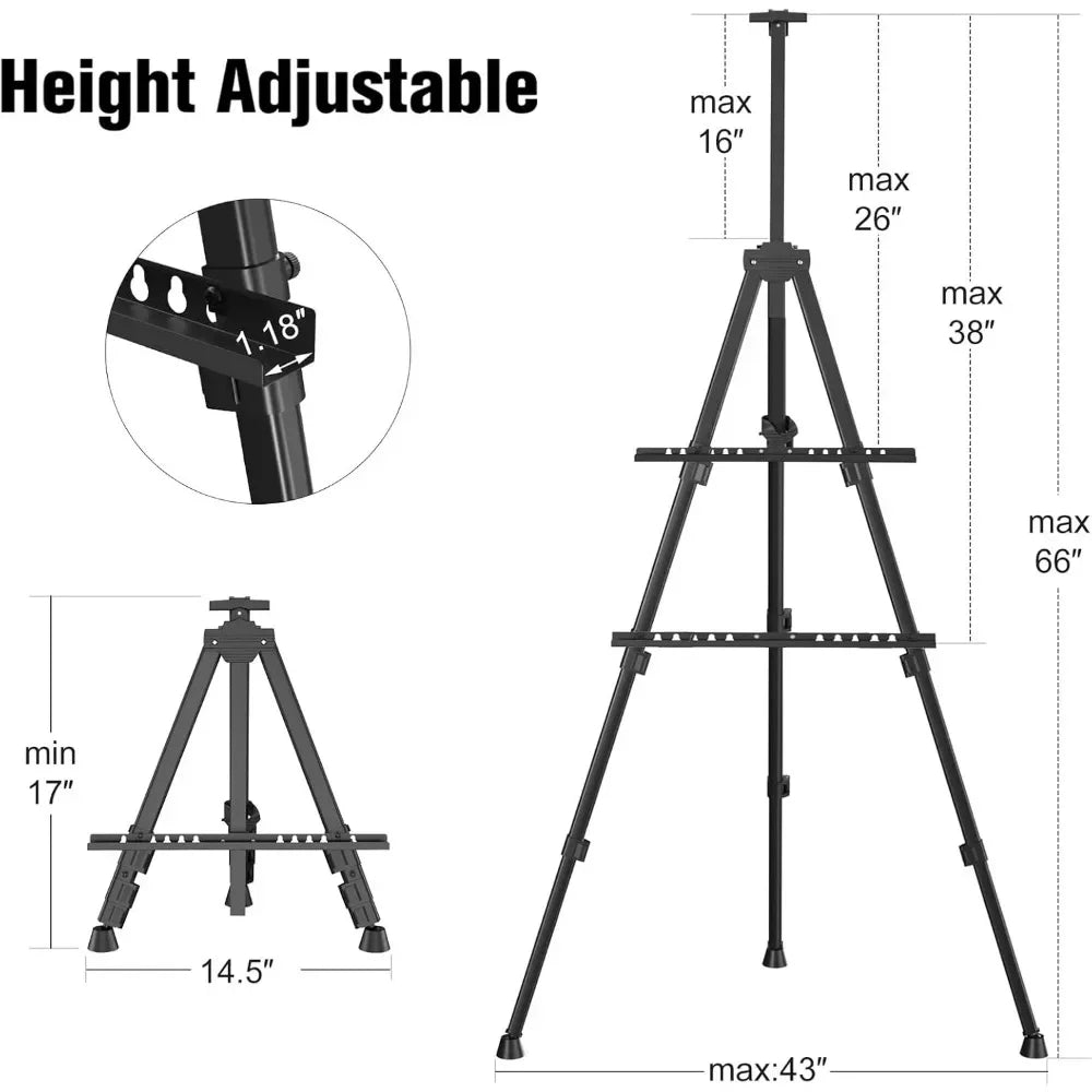 Portable Adjustable Aluminum Tripod Display Easels for Painting