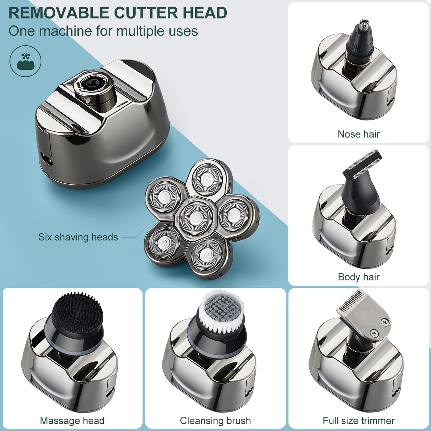 Solimpia 6 In 1 Rechargeable Electric Shaver Waterproof