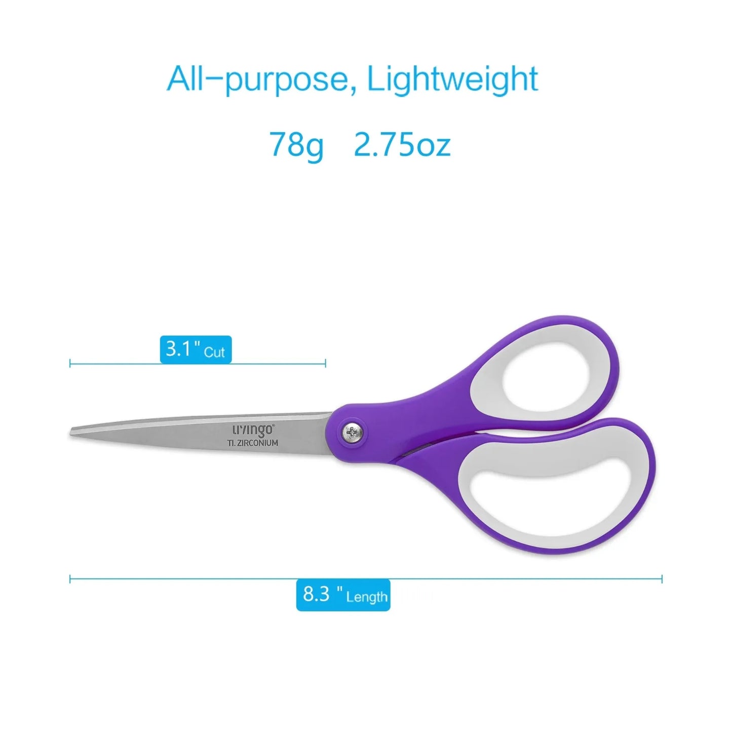 LIVINGO 3 Pack Office Scissors for Crafts and Cutting Tasks