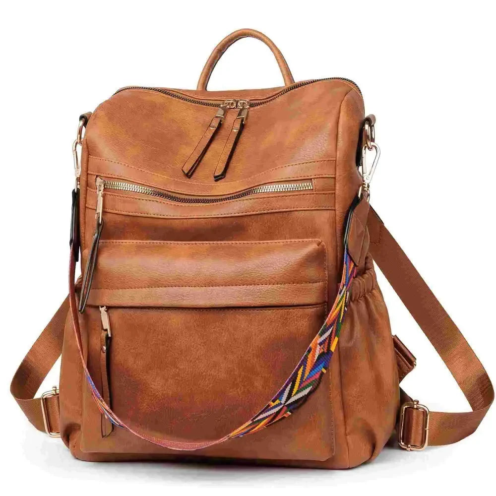 Brown Ladies Fashion Anti-Theft Backpack Purse for Women