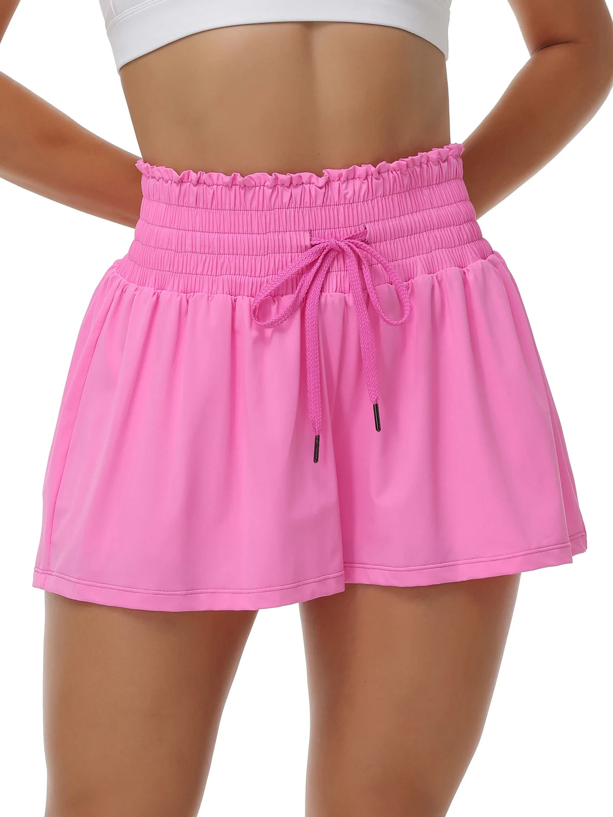 Women's High Waist 2-in-1 Running Shorts with Pocket