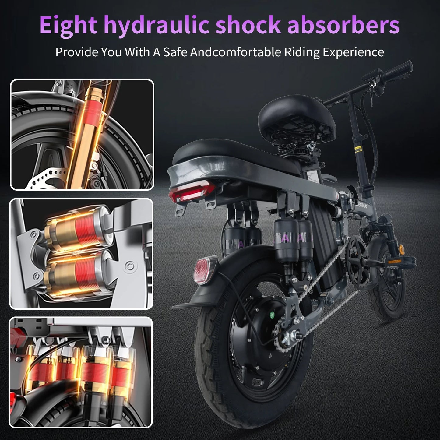 Fast Folding Electric Bike for Adults with Shock Absorbers
