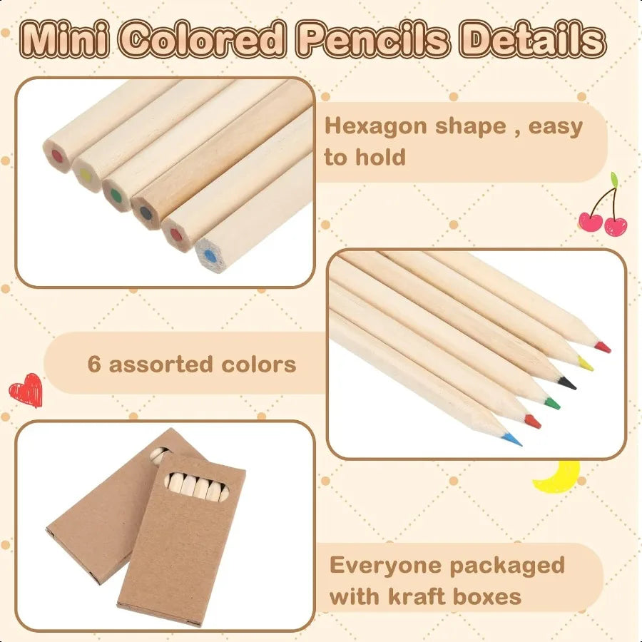 Hign-Concerned Ctosree 50 Packs Mini Pencils Kraft Boxes