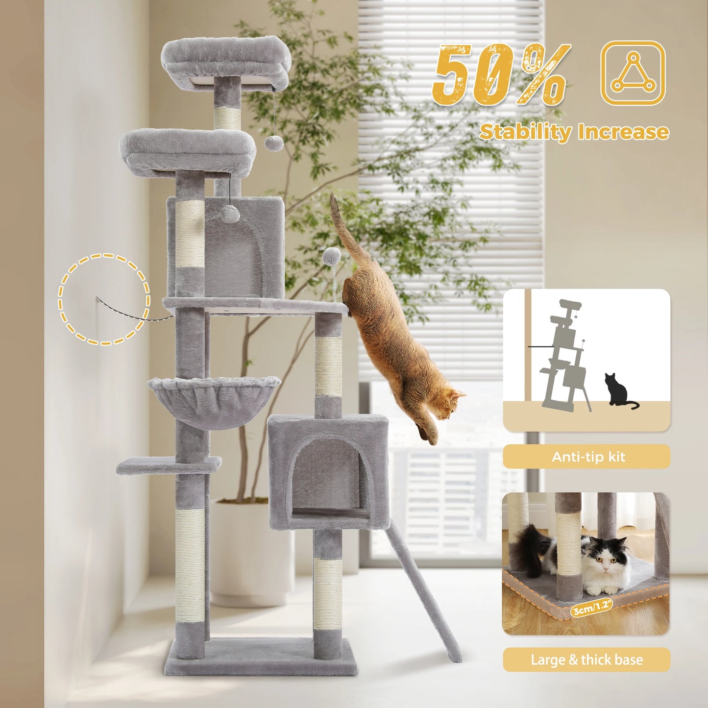 PAWZ Road Multi Level Cat Tree Tower With Sisal Scratching