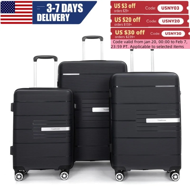 Travelhouse Hardshell Luggage Set 3 Piece With TSA Lock