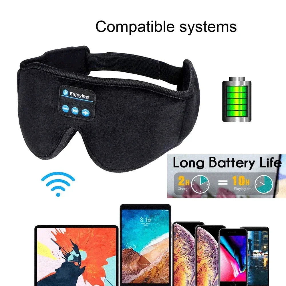 3D Wireless Music Headphone Sleep Eye Mask with Bluetooth Mic