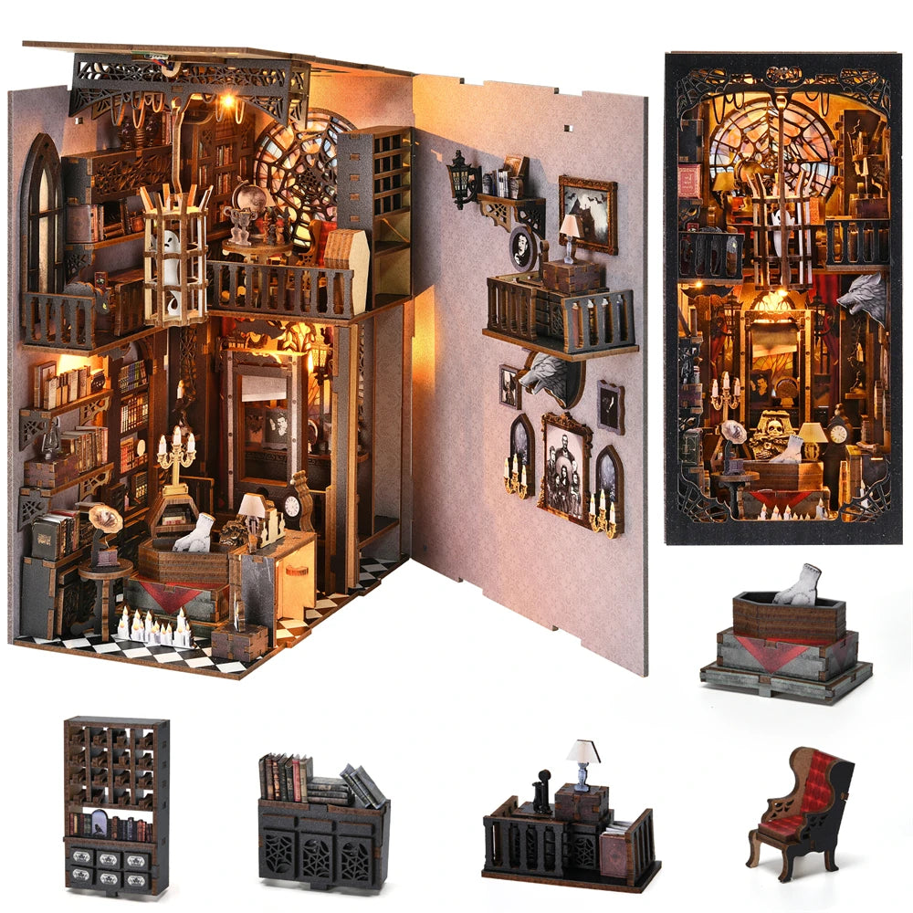 ASLOWSNAIL Book Nook Kit Gothic Halloween Dollhouse Model
