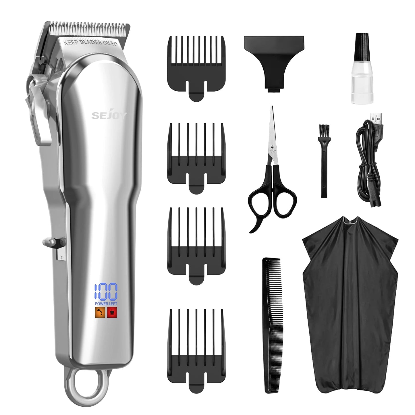 Sejoy Cordless Hair Clipper Kit With LED Display For Men