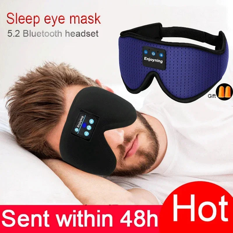 3D Wireless Music Headphone Sleep Eye Mask with Bluetooth Mic