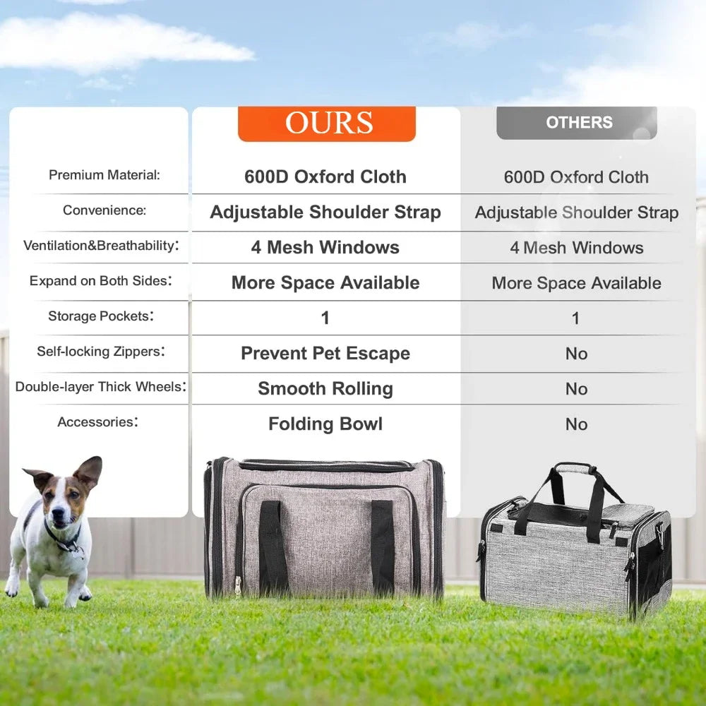 ANGDUO Airline Approved Pet Carrier with Wheels for Travel