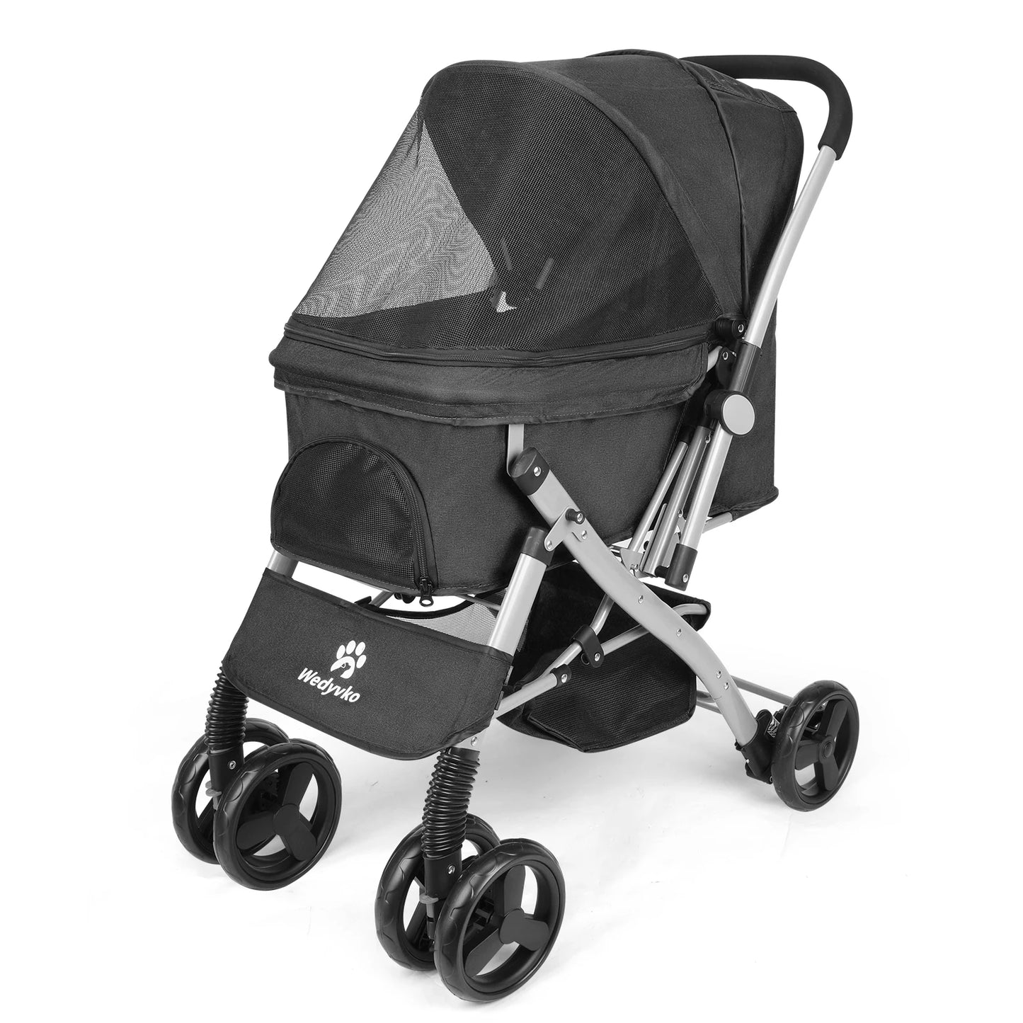 Wedyvko Foldable Cat Dog Stroller Detachable Carrier
