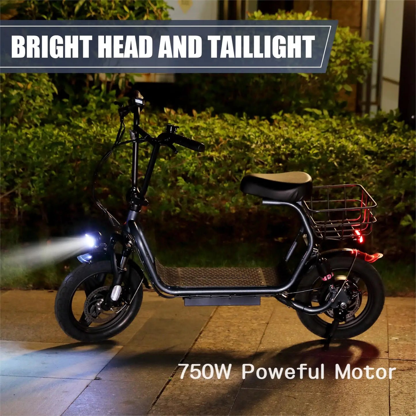 Caroma 750W Electric Scooter With Seat Fat Tire Battery