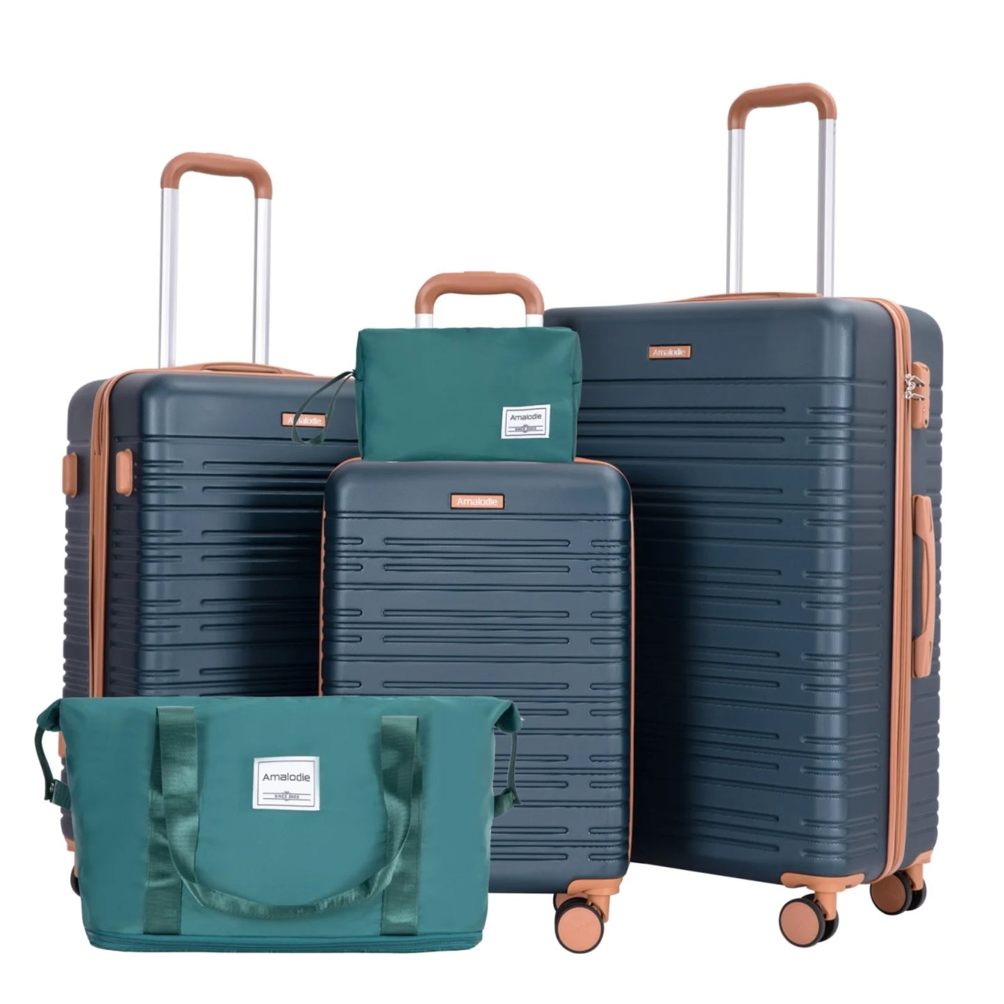 Amalodie 3 Piece Hardside Luggage Set with Spinner Wheels
