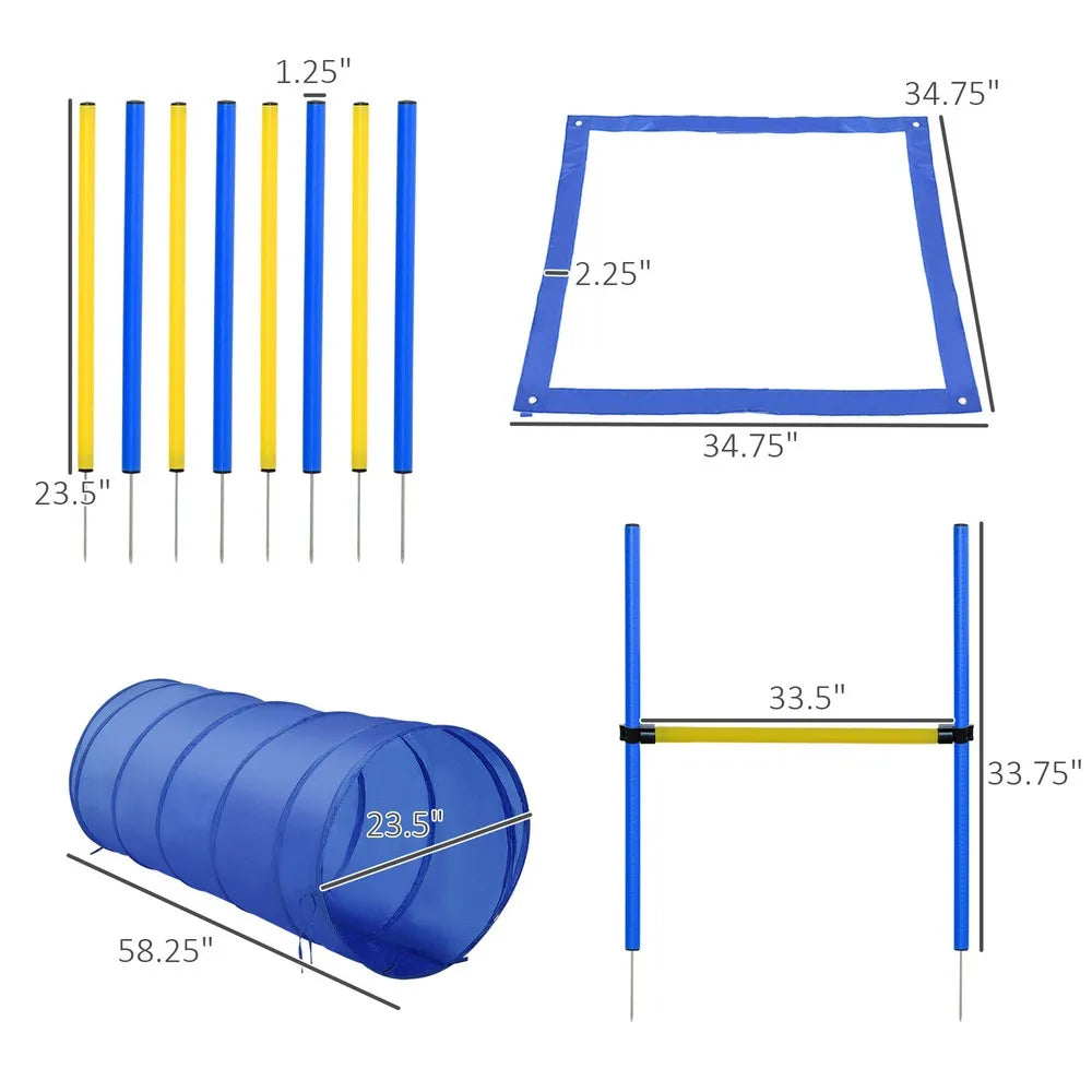 Backyard Dog Agility Training Kit with Jumps and Tunnel