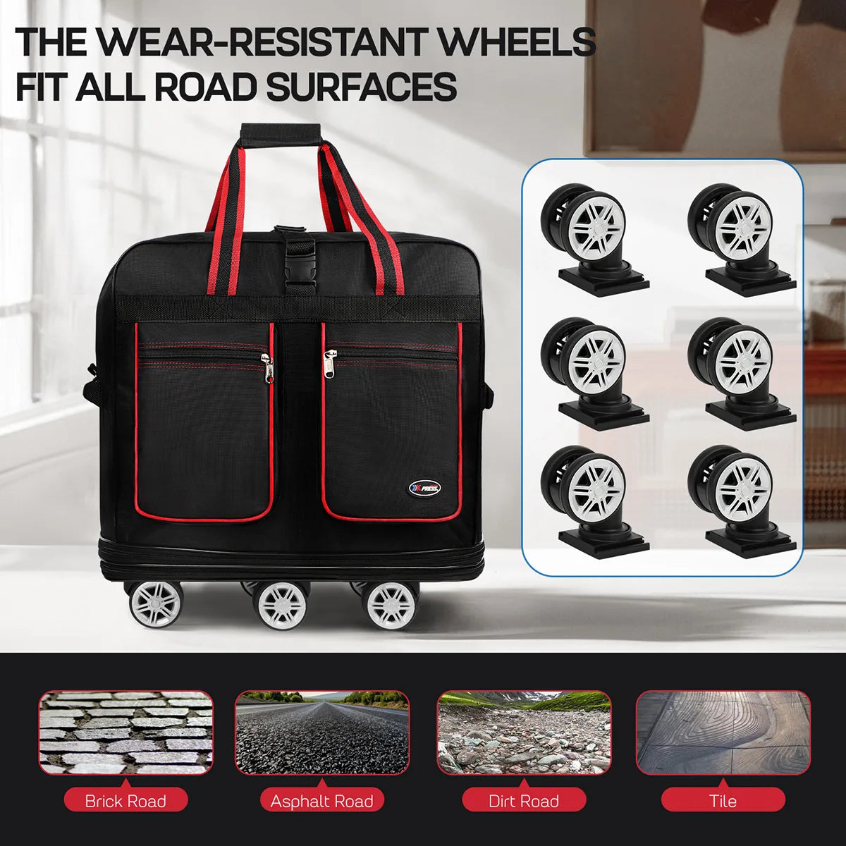 Foldable Travel Duffel Bag with Wheels and Waterproof Design