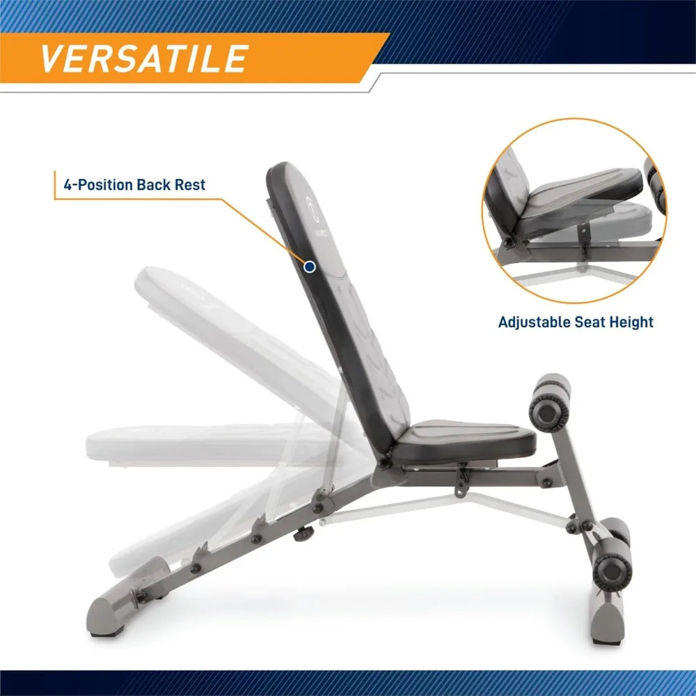 Marcy Deluxe Foldable Utility Bench for Home Gym Workouts
