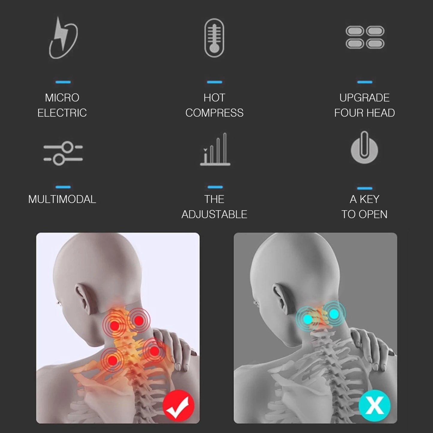 Cervical Massager with Smart Pulse and Heating Relief