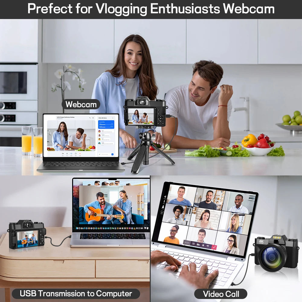 Compact 4K Digital Camera for Vlogs and Creative Photography